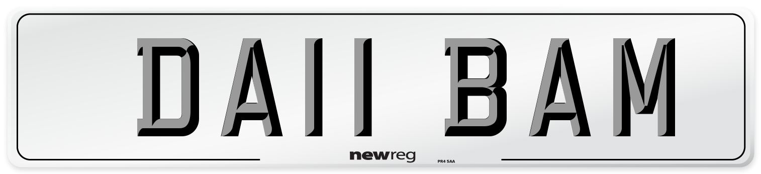 DA11 BAM Number Plate from New Reg